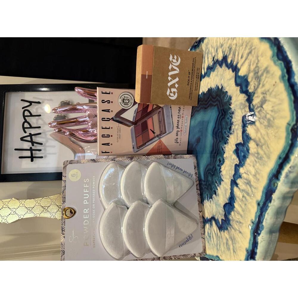 Jessica Simpson Powder Puffs, Facecase Cosmetic Bag Set w/Contour & Bronzer